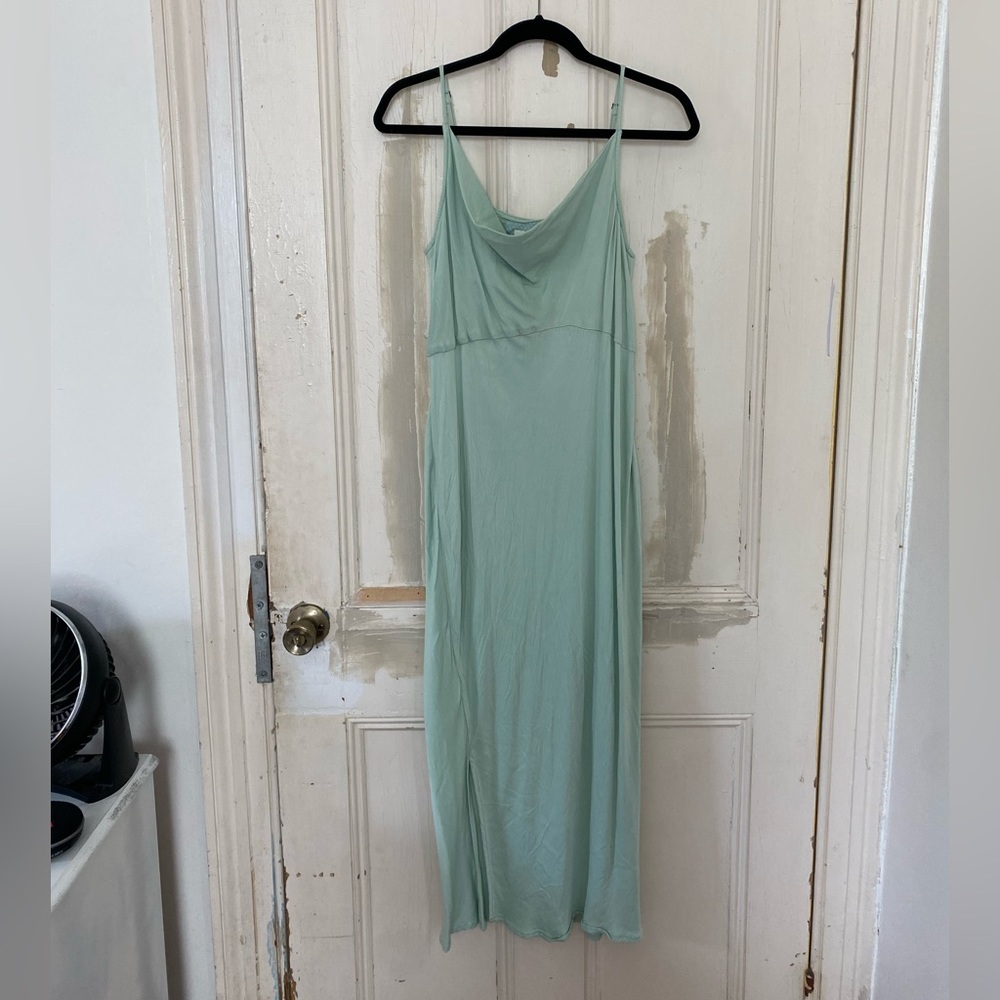 Anthropologie maxi dress cowl neck green